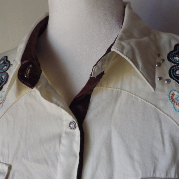 TWENTY X Western Shirt/ Fitted/Embroidery/ Metal Studs/ Wrangler/ LARGE - Picture 11 of 11